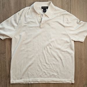 Brooks Brothers Pima Cotton White Polo Golf Shirt, Mens Large